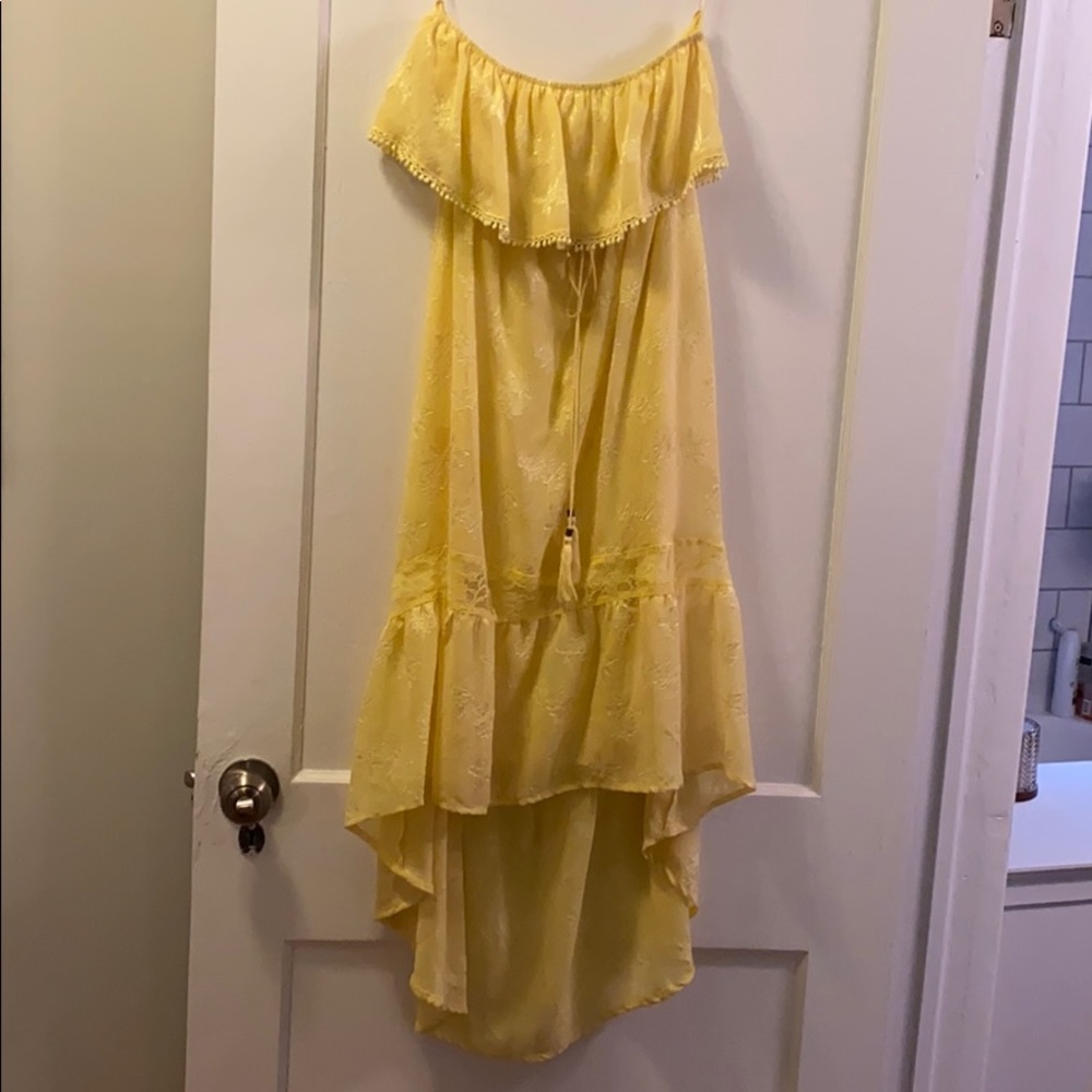 Strapless Yellow High-Low Dress
